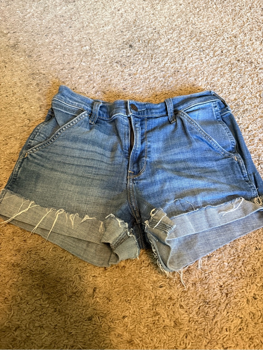 Hollister Washed Blue Rolled Cuff Denim Shorts